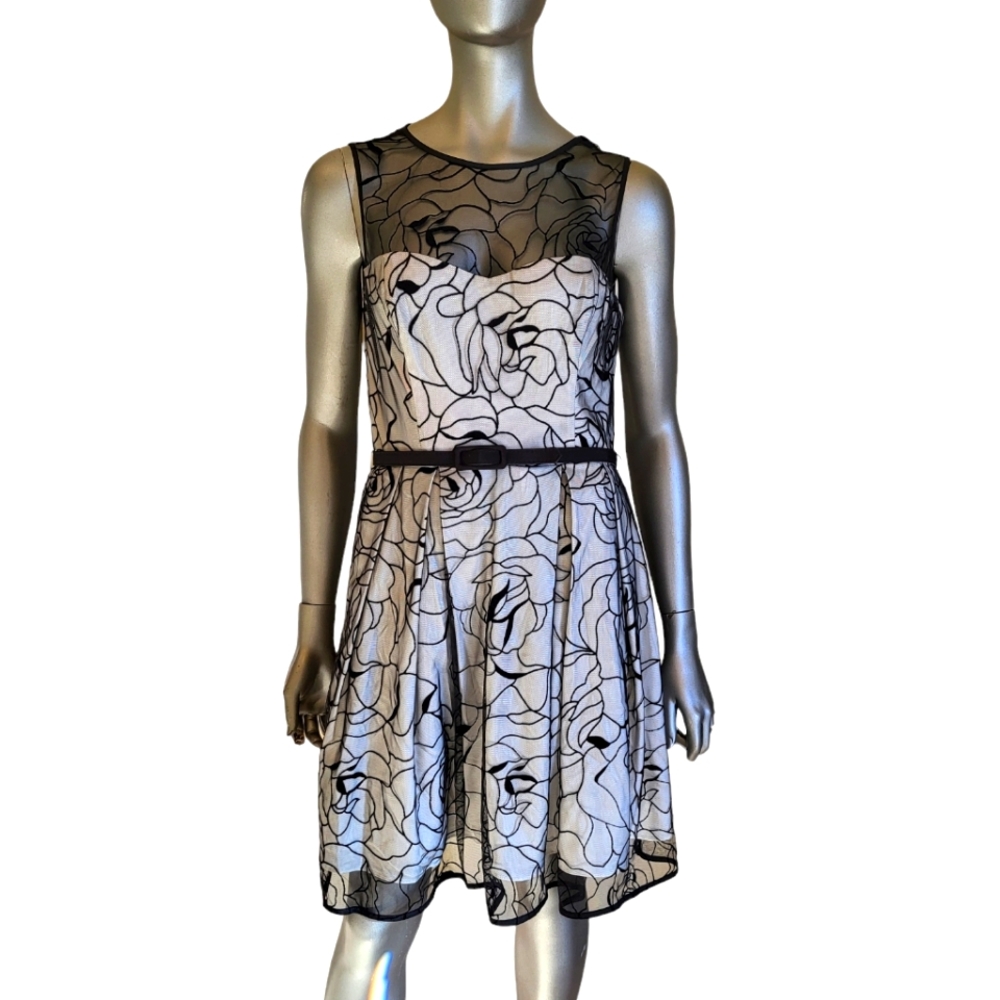 67. Eliza J. Netted Black Dress - Size 8